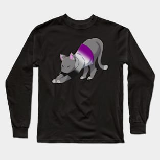 Asexual cat stretching Long Sleeve T-Shirt